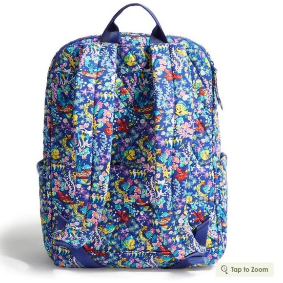 Vera Bradley Women\'s Disney Essential Large Backpack Ariel floral deep